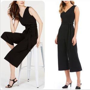 Calvin Klein NWT V-Neck Tie-Waist Black Jumpsuit, Size 10